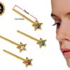 18K Gold Nostril Piercing, Star Shape Nose Pin with Highest Quality Round Crystal - Nose Stud made of Finest in Gold Nose Jewelry