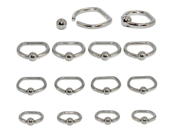 Titanium Nipple Ring Jewelry, Nipple D-Ring Ball Hoops, Captive Ring - 2pcs - Body Piercing Also for Daith, Septum, Eyebrow