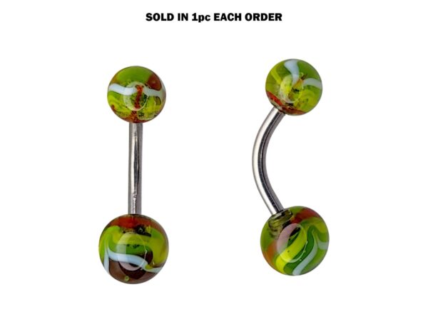 Titanium Glass Pattern Belly Ring, Navel Ring - 14g Double Fancy Belly Button Ring Body Jewellery - Short and Long Belly Bars