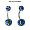 Titanium Glass Pattern Belly Ring, Navel Ring - 14g Double Fancy Belly Button Ring Body Jewellery - Short and Long Belly Bars