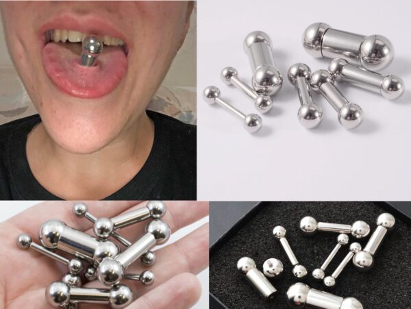 Big Gauge Black Barbell, Tongue Piercing Ring - 18 to 00G Surgical Steel 316L Barbell Piercing- Body Piercing Also for Ears and Nose