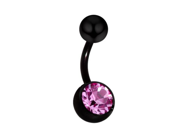 Titanium Black Belly Ring, Navel Ring - 14g 16G Single Jeweled Belly Crystal Belly Button Ring Body Jewelery - Short and Long Belly Bars