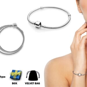 Snake Chain Bracelet & Necklace for European Charms and Beads - Silver Plated - DIY Charm Bangles Jewelry for Women