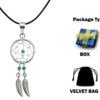 Silver Dreamcatcher Feather Dangle Drop Pendant and Necklace - Native American Amulet Protection with Genuine Stone Beads