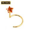 18K Gold Nostril Piercing, Nose Screw with Star Prong Set Crystal - Nose Stud, Nose Jewelry made of Gold