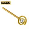 18K Gold Nostril Piercing, Spiral Straight Nose Pin with Highest Quality Round Crystal - Nose Stud made of Finest Gold Nose Jewelry