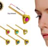 18K Gold Nostril Piercing, Heart Shape Nose Pin with Highest Quality Round Crystal - Nose Stud made of Finest in Gold Nose Jewelry