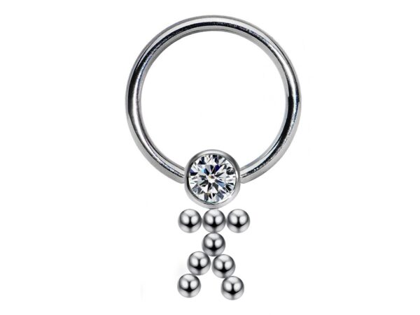 Titanium Nipple Ring Jewelry, Doll Dangle Nipple Ball Hoops, Captive Ring - 16g (1.2mm) - Body Piercing Also for Daith, Septum, Eyebrow