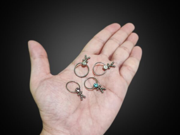 Titanium Nipple Ring Jewelry, Doll Dangle Nipple Ball Hoops, Captive Ring - 16g (1.2mm) - Body Piercing Also for Daith, Septum, Eyebrow