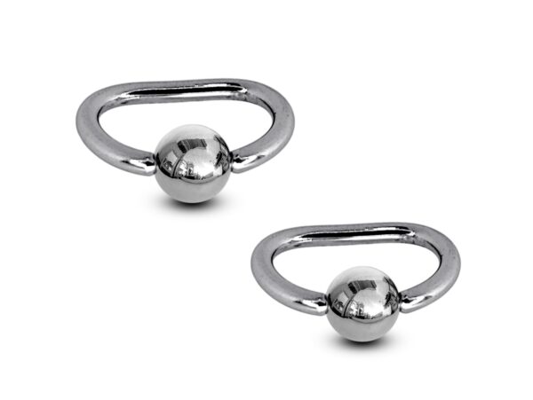 Titanium Nipple Ring Jewelry, Nipple D-Ring Ball Hoops, Captive Ring - 2pcs - Body Piercing Also for Daith, Septum, Eyebrow