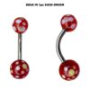 Titanium Glass Pattern Belly Ring, Navel Ring - 14g Double Fancy Belly Button Ring Body Jewellery - Short and Long Belly Bars