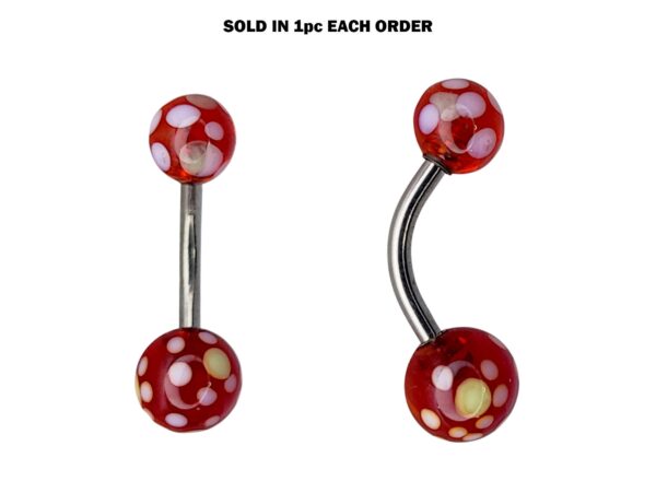 Titanium Glass Pattern Belly Ring, Navel Ring - 14g Double Fancy Belly Button Ring Body Jewellery - Short and Long Belly Bars