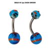 Titanium Glass Pattern Belly Ring, Navel Ring - 14g Double Fancy Belly Button Ring Body Jewellery - Short and Long Belly Bars