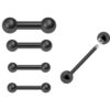 Big Gauge Black Barbell, Tongue Piercing Ring - 18 to 00G Surgical Steel 316L Barbell Piercing- Body Piercing Also for Ears and Nose