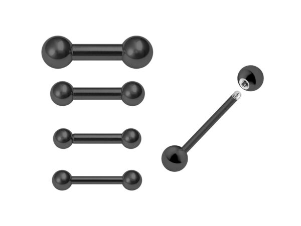 Big Gauge Black Barbell, Tongue Piercing Ring - 18 to 00G Surgical Steel 316L Barbell Piercing- Body Piercing Also for Ears and Nose