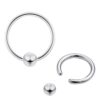 Prince Albert Piercing, Prince Albert Jewelry, PA Ring - Genital Piercing Ball Closure Ring BCR/CBR 12G to 00G with Clip Ball