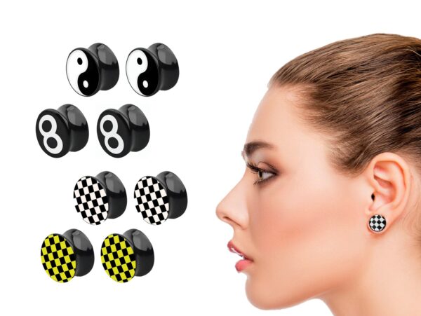 Acrylic Double Flared Gauge Saddle Ear Plugs - Stretching Kit, Ear Expender, Tunnel Gauges Size 8G 6G 4G 2G 0G 00G