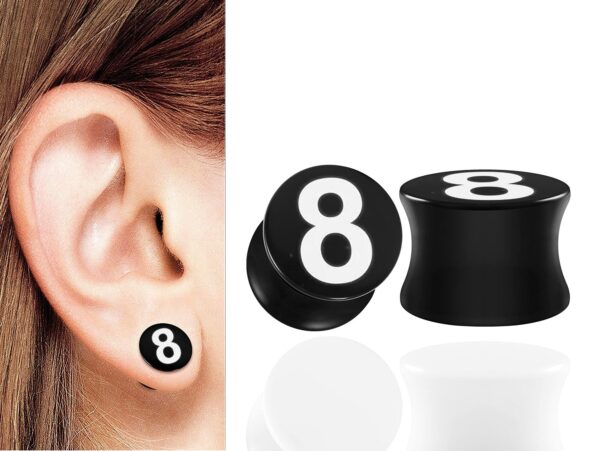 Acrylic Double Flared Gauge Saddle Ear Plugs - Stretching Kit, Ear Expender, Tunnel Gauges Size 8G 6G 4G 2G 0G 00G