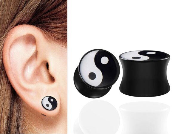 Acrylic Double Flared Gauge Saddle Ear Plugs - Stretching Kit, Ear Expender, Tunnel Gauges Size 8G 6G 4G 2G 0G 00G