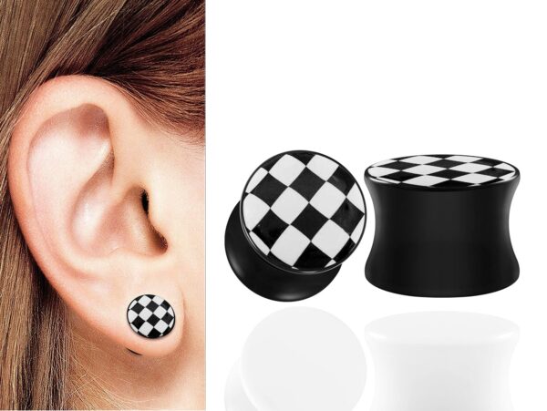 Acrylic Double Flared Gauge Saddle Ear Plugs - Stretching Kit, Ear Expender, Tunnel Gauges Size 8G 6G 4G 2G 0G 00G