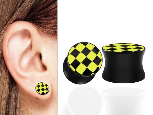 Acrylic Double Flared Gauge Saddle Ear Plugs - Stretching Kit, Ear Expender, Tunnel Gauges Size 8G 6G 4G 2G 0G 00G