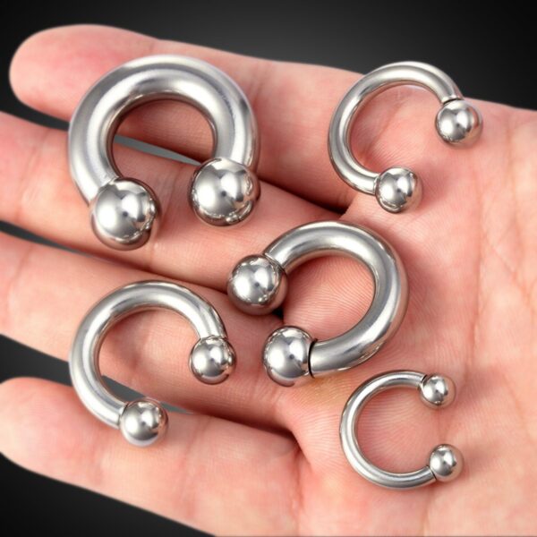 Black Prince Albert Piercing, PA Ring - Circular Barbell, Horseshoe Barbell 10G to 00G Body Piercing