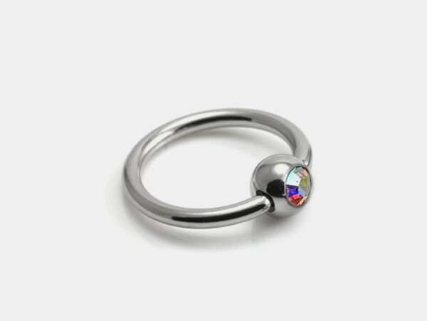 Horizontal Clitoral Hood Genital Piercing Captive Ring with Gem Titanium Ball Ring 18G 16G 14G Body Piercing British Standard