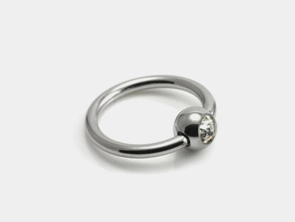 Horizontal Clitoral Hood Genital Piercing Captive Ring with Gem Titanium Ball Ring 18G 16G 14G Body Piercing British Standard