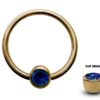 14K Solid Gold Gold Ball Hoop Ring with Cup Bead Septum Piercing - 14K with Precious Stones Piercing for Nipple Jewelry, Rook, Cartilage