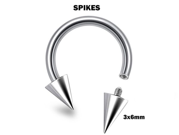 Titanium Internally Threaded Spike Horseshoe Ring Piercing 16g 14Gg Septum Jewelry Bull Piercing Also for Nipple, PA Ring and Lip Jewelry