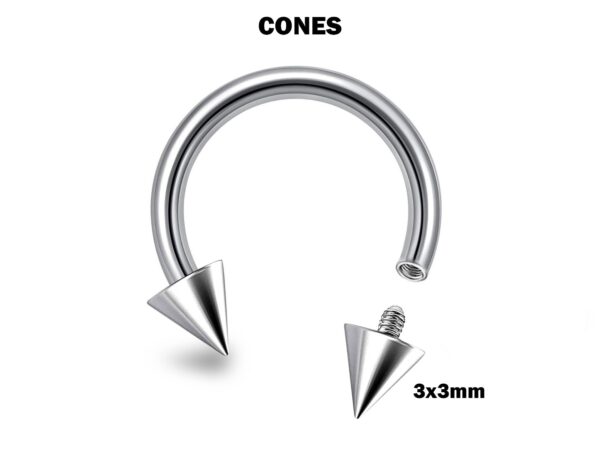 Titanium Internally Threaded Spike Horseshoe Ring Piercing 16g 14Gg Septum Jewelry Bull Piercing Also for Nipple, PA Ring and Lip Jewelry