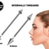 Titanium Spike Industrial Piercing, Industrial Jewelry Studs 16g 14g Ear Piercing - Straight Barbell Internally Threaded