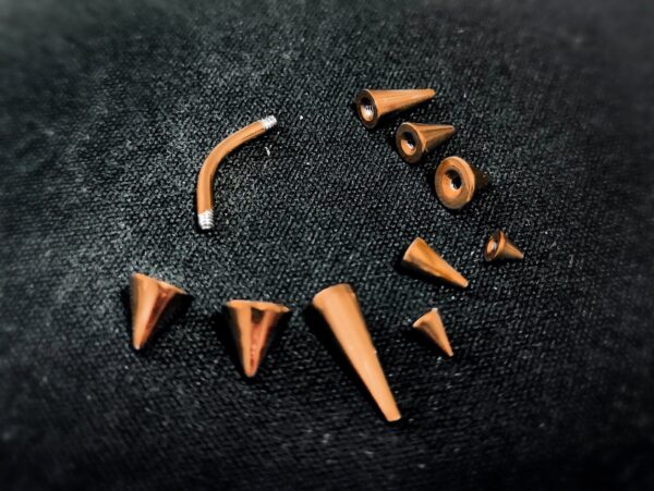 Rose Gold Eyebrow Piercing Jewelry Titanium Cone/Spike Curved Bar 18g 16g 14g Top part with Different sizes - Body Piercing, Anti-Eyebrow