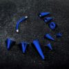 Teal Blue Eyebrow Piercing Jewelry Titanium Cone/Spike Curved Bar 18g 16g 14g Top part with Different sizes - Body Piercing, Anti-Eyebrow