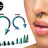 Rainbow Spike Horseshoe Ring Piercing 18g 16g 14g Cone Titanium Septum Jewelry Bull Piercing Also for Nipple, PA Ring and Lips