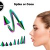 Rainbow Spike Spiral Helix Piercing - 18g 16g 14g Titanium Twisted Barbell Ear Piercing, Cartilage Ring, Lip Ring, Belly Ring