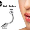 Spike Vertical Labret Stud Lip Piercings - Internally Threaded Titanium Spikes / Cone 16g 14g Curved Barbell Piercing for Lip Jewelry