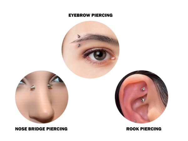 Black Spike Eyebrow Piercings - Titanium Curved Barbell Spikes / Cone 14G 16G Eyebrow Jewelry Piercing - Internal Threaded