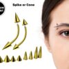 Gold Eyebrow Piercing Jewelry Titanium Cone/Spike Curved Bar 18g 16g 14g Top part with Different sizes - Body Piercing Rook, Anti-Eyebrow