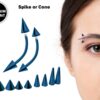 Teal Blue Eyebrow Piercing Jewelry Titanium Cone/Spike Curved Bar 18g 16g 14g Top part with Different sizes - Body Piercing, Anti-Eyebrow