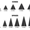 Titanium Black Spike Nipple Barbell, Nipple Jewelry Studs 16g 14g Nipple Piercing - Cone / Spike Straight Barbell Externally Threaded