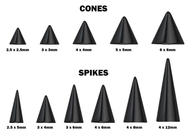 Titanium Black Spike Nipple Barbell, Nipple Jewelry Studs 16g 14g Nipple Piercing - Cone / Spike Straight Barbell Externally Threaded