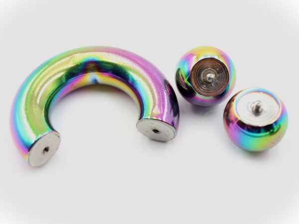 Rainbow Prince Albert Piercing, PA Ring - Circular Barbell, Horseshoe Barbell 10G to 00G Body Piercing