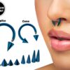 Teal Blue Spike Horseshoe Ring Piercing 18g 16g 14g Cone Titanium Septum Jewelry Bull Piercing Also for Nipple, PA Ring and Lips