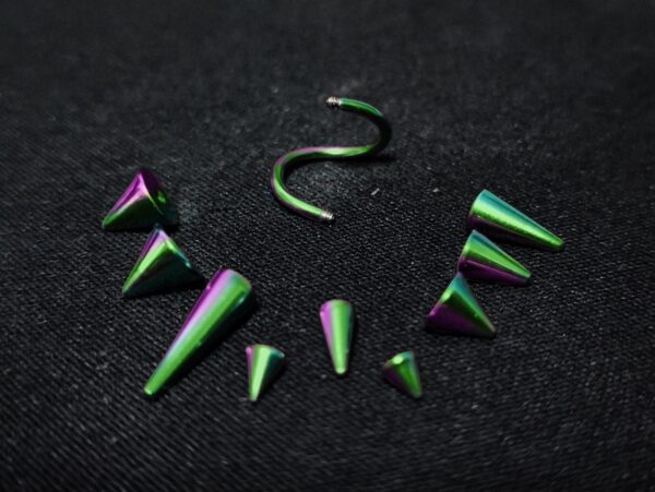 Rainbow Spike Spiral Helix Piercing - 18g 16g 14g Titanium Twisted Barbell Ear Piercing, Cartilage Ring, Lip Ring, Belly Ring