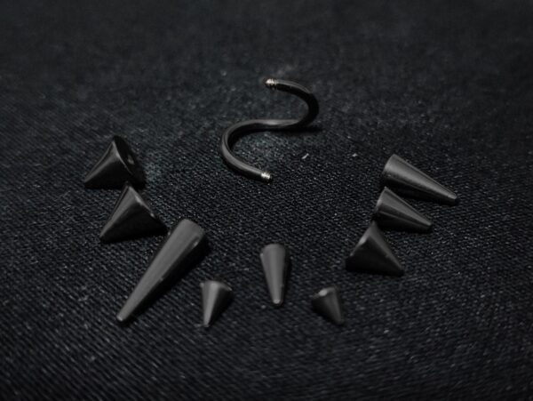 Black Spike Spiral Helix Piercing - 18g 16g 14g Titanium Twisted Barbell Ear Piercing, Cartilage Ring, Lip Ring, Belly Ring