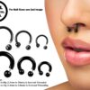 Horseshoe Ring Piercing 18g to 00g Black Septum Jewelry Bull Piercing Also for Nipple, PA Ring, Lips Internal / External Threaded