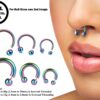 Horseshoe Ring Piercing 18g to 00g Rainbow Septum Jewelry Bull Piercing Also for Nipple, PA Ring, Lips Internal / External Threaded