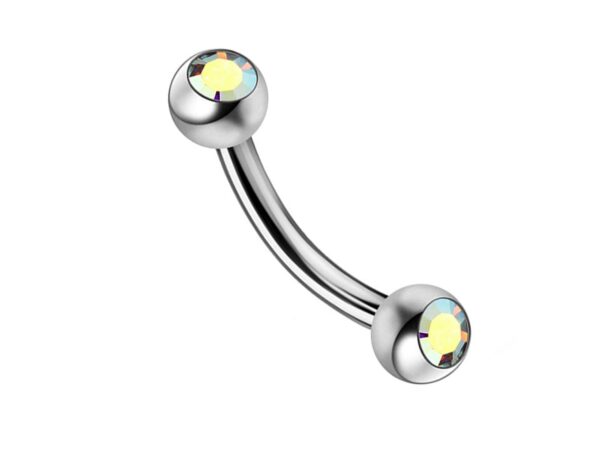 Cliterous jewelry, VCH piercing jewelry - Titanium Curved Barbell with Gem CZ Crystals - Genital Piercing cliterous stimulator