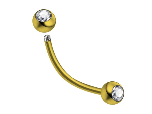 VCH piercing jewelry, Genital Piercing - Titanium Curved Barbell with Gem Clear Crystal Cliterous stimulator Labial Jewelry - PVD Coating